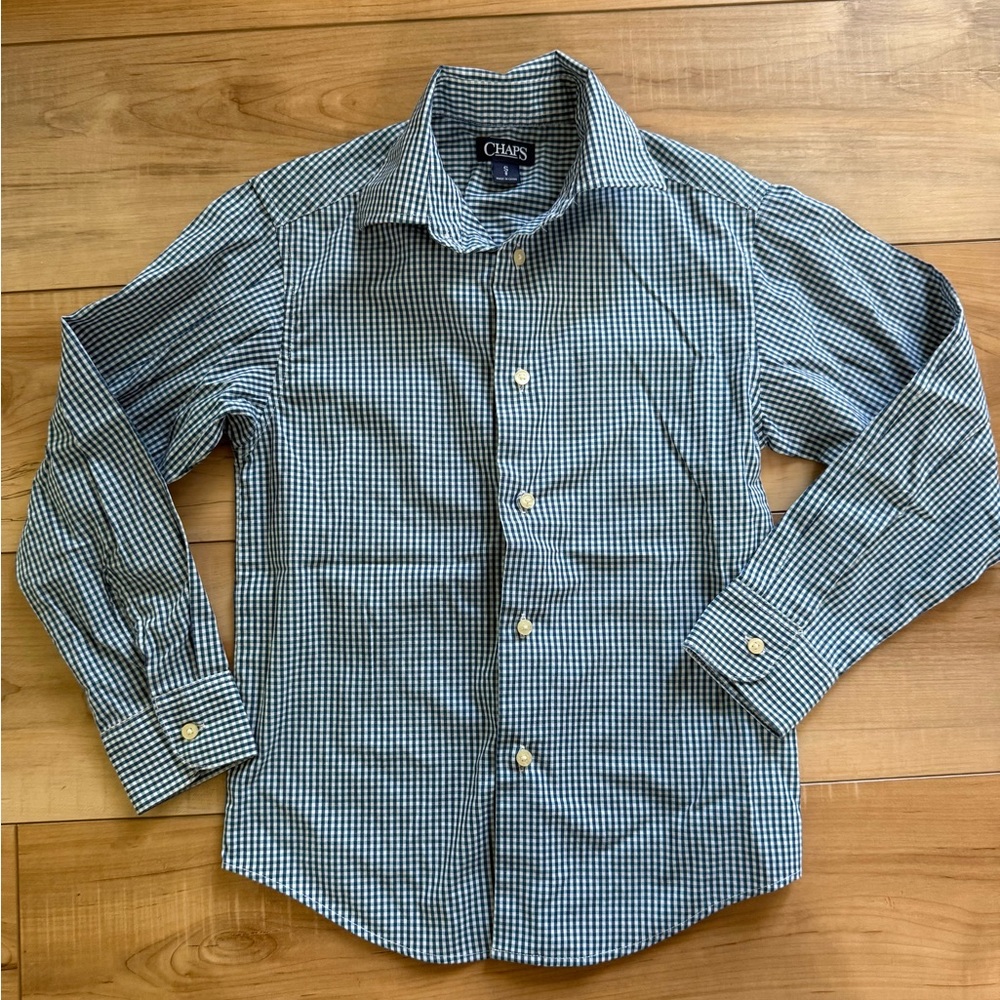 Chaps Green and White Gingham Shirt